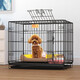 Yakong Bold Nano Cage Iron Cage Indoor Small Dog Cage Transport Cage Large Dog Kennel Pet Cage Cage + Tray-G16 60*42*50 Pink (10Jin Jin is equal to 0.5kg)
