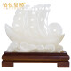 Boyue Xixi Jade Sailing Boat Ornament Smooth Sailing Jade Carving Stone Ornament Living Room Entrance Office Desktop Decoration Crafts for Boss Customers and Friends Collection High-End Opening Gift White Jade Sailing Boat Ornament in Stock Y47447