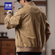 ROMON jacket American heavy work jacket men's spring and autumn loose trendy brand retro casual handsome men's motorcycle cotton khaki XL (140-155Jin Jin equals 0.5 kg)
