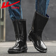 Pull-back rain boots men's waterproof shoes outdoor wear-resistant rubber shoes not easy to slip rain boots overshoes HL8ZZ8 black mid-tube 41