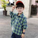 Weiman Fawn Children's Clothing Men's Children's Shirts Boys' Spring and Autumn Plaid Lapel Cardigan Jacket Tops Medium and Large Children's Shirts 208 Blue 120 Recommended height is about 110 cm