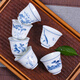 MULTIPOTENT Kung Fu Tea Cup Hand-painted Ceramic Blue and White Landscape Thin Body Porcelain Master Cup 6 Cups with Different Patterns Gift Box