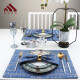 Heting Home Placemat Cloth Nordic Hotel Western Placemat Household Red Bowl Mat Plate Insulation Mat Light Luxury Dinner Plate Mat Anti-scalding Anti-slip New Chinese Style Fabric Placemat Placemat Cloth High-end Table Mat Qiusi-Sapphire Blue Placemat 1 piece (32*45CM, )