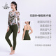 Van Beauty Yoga T-shirt Chinese style long-sleeved mesh printed outer blouse Pilates top sports fitness clothing moss green 3-piece set set discount of 38 yuan 2XL