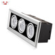 Boling led bold light spotlight single head two heads three heads 5w7W12w15W black embedded opening square grille spotlight three heads 36w opening 40*14cm positive white light 6000K