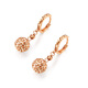 Saphire 18K gold earrings for women hollow hydrangea rose gold colored gold earrings national trend earrings rose gold earrings - about 1.95-2.10 grams