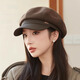 Shenggeer octagonal beret women's autumn and winter Korean version versatile 2025 new British retro face-showing small fashion newsboy hat brown one size
