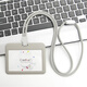 Fashionable round rope lanyard tag employee card bus card work card work permit campus card holder card with student bus C5 gray vertical version + 9734 silver round rope