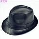 Nozhi Meng Autumn and Winter Artificial PU Leather Hat Men's British Style Jazz Hat Middle-aged and Elderly Leather Hat Basin Hat NE522 Black Average Pier Circumference 58cm