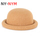 NY-NYM hat autumn and winter knitted wool dome Japanese style new versatile small head circumference ball hat curled edge cute small basin hat milk white 56-57cm