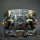 CHAUIYIN Chaoyin Jewelry Ring S925 Silver Taotie Animal Face Pattern Open Ring for Men and Women Ring Fashion Personality Domineering Southern Red Style
