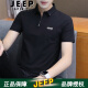 JEEP Jeep short-sleeved T-shirt men's polo half-sleeved new men's summer T-shirt business casual lapel top T-shirt pure T118 black XL (125-140Jin [Jin equals 0.5 kg])