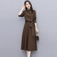 Chu Xin 2025 spring and autumn new women's fashionable temperament slim and slim women's long-sleeved dress bottoming skirt coffee color L (118-130Jin Jin equals 0.5 kg)