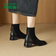 Mulinsen Frauenstiefel schlanke und erhöhte Modestiefel zurück Reißverschluss Frauen Martin Boots klassische vielseitige Kurzstiefel schwarz 35
