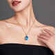 Yicai Jewelry 18k gold topaz pendant for women, sky blue water drop necklace, diamond inlaid blue gemstone, 18 carat topaz pendant/18K gold inlaid - chain not included