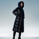 Tambor goose down jacket women's long hooded waist slimming thickened warm women's down jacket 550890D Aurora Black 170
