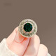 QUAMER retro green diamond small brooch high-end women's summer cardigan anti-exposure buckle pin mini round green diamond-brooch