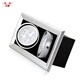 Boling led bold light spotlight single head two heads three heads 5w7W12w15W black embedded opening square grille spotlight three heads 36w opening 40*14cm positive white light 6000K
