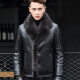 JERRYJACK men's fur integrated Haining leather jacket men's sheepskin lapel short casual leather jacket fur leather jacket trendy men black L/175