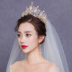 Blue Mist Bead Bridal Wedding Headwear Crown 2022 New Dress White Gauze Accessories European and American Atmosphere Crown Hair Accessories Female Model Crown + Ear Pins
