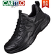 CARTELO Men's Shoes Running Shoes Full Cowhide Thick Sole Versatile Business Lace Casual Leather Shoes Autumn New Sports Shoes Men Black 38