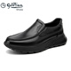 Goldlion Men's Shoes New Leather Toe Cowhide Business Casual Shoes Slip-On Lazy Shoes Flat Heel Thick-soled Loafers Black 40