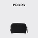 PRADA/Prada Gift Women's Logo Decorated Re-Nylon Cosmetic Bag Clutch Women's Bag Black