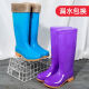 Beiyipin High Tube Botas de lluvia para mujeres zapatos de agua sin deslizamiento en días lluviosos, zapatos impermeables, botas de lluvia para adultos con tubo de goma, botas de lluvia, protección para el trabajo de trabajo de verano de las mujeres 815 tubo alto de color púrpura espesado (libre de pelusa) 37