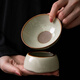 Xiyuanji Beige Ru Kiln round tea drain tea filter ceramic tea strainer tea cup filter household tea making artifact tea separator round tea drain set (Beige Ru Kiln)