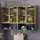 Yuzhan wall cabinet kitchen bathroom storage cabinet wall cabinet wall-mounted balcony storage cabinet bedroom wall closet white length 60 depth 30 height 80 two doors black edge + gray glass assembly