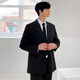 An Chuxia business professional formal casual suit men's spring and autumn Korean version slim small suit male student class uniform black suit + short shirt + black trousers + tie L Follow for free tie