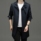 ROMON windbreaker men's business casual mid-length coat fashion coat slim top D-2022 Navy 3XL