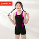 
Speedo (Speedo) children's swimsuit girls one-piece flat corners covering belly conservative professional training quick-drying teenager swimsuit hot spring swimsuit black/electro-optical powder 8-12392 130 7-8 years old recommended height 120-130CM