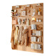 Solid wood hole board entrance door porch wall storage rack wall panel wall wooden hanging board storage wall complete set of combination warm white 60X80CM wall storage unique style