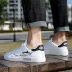 Men's white sneakers without laces pasted small white shoes sneakers men's casual shoes men's shoes 2022 new trend spring sports men's small white shoes all-match handsome shoes white and black H17H 36