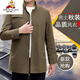 Scarecrow middle-aged and elderly 2020 new men's mid-length windbreaker men's jacket spring and autumn middle-aged casual dad wear windbreaker dark brown 1508 3XL 190/104 175Jin Jin equals 0.5 kg --195Jin Jin equals 0.5 kg