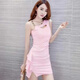 Quanyingyue sense sexy hollow air quality celebrity short hip-covering suspender dress cocktail party annual meeting evening dress trendy pink mall quality S recommended 70-80Jin Jin is equal to 0.5 kg