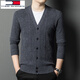 TOME BORNEK2024 New V-neck 100% Cardigan Sweater Men's Cardigan Jacket Casual Knitted Sweater Autumn and Winter Sweater Dad's Wear Yanyutuo 105
