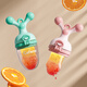 Cofene Bite Baby Food Bite Bag Fruit and Vegetable Teether Baby Fruit Food Complementary Pushable Pushable Bite Water Green (Size + L) + Anti-drop Chain