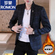 ROMON suit men's single-piece small suit casual large size Korean version slim jacket plus velvet suit handsome and trendy a613 black M 85-105Jin Jin equals 0.5 kg