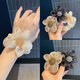 Sunflower large intestine hair band high elastic hair rope Internet celebrity 2024 meatball headdress Juansha rhinestone hair rope off-white 1 piece