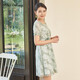 pinkmary pink Mary short-sleeved dress for women, slim waist umbrella lace skirt PMALS5008 light green XS