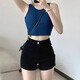 Ono Seven Days Black Shorts Feminine Sexy Bottoming Summer Large Size High Waist Hot Girl Skinny Jeans Covering Buttocks Super Short Hot Pants Black L