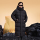 Govan Black Gold Goose Down Jacket Functional 2.0 Eight-lattice Long Down Jacket Unisex Winter Thickened Jacket Black M