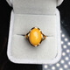 925 silver plated inlaid with natural amber chicken fat yellow beeswax women's ring, live new style, simple and fashionable, picture color