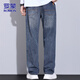 罗蒙（ROMON）牛仔裤男秋冬季休闲裤子男士直筒裤宽松阔腿男裤子 怀旧蓝 33