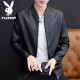 Playboy (PLAYBOY) leather jacket men's autumn Korean style jacket men's casual baseball collar jacket men's motorcycle men's black L