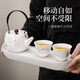 Chuwu mutton fat jade porcelain tea set with tea tray for home office teapot white porcelain tea cup three-piece set high-end dry infusion tray