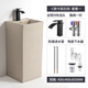 Outdoor balcony washbasin retro one-piece pedestal basin courtyard Chinese-style outdoor washbasin black personalized square C style khaki stone line + full copper hot and cold faucet with corner