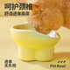 Qi Oh Cat Bowl Ceramic Cat Food Bowl Dog Bowl Food Bowl Cat Rice Bowl Large Diameter Water Bowl Slant Bowl Anti-Tip Bowl Pet Supplies Double Bowl + Grain Spoon Matcha Green + White Peach Powder